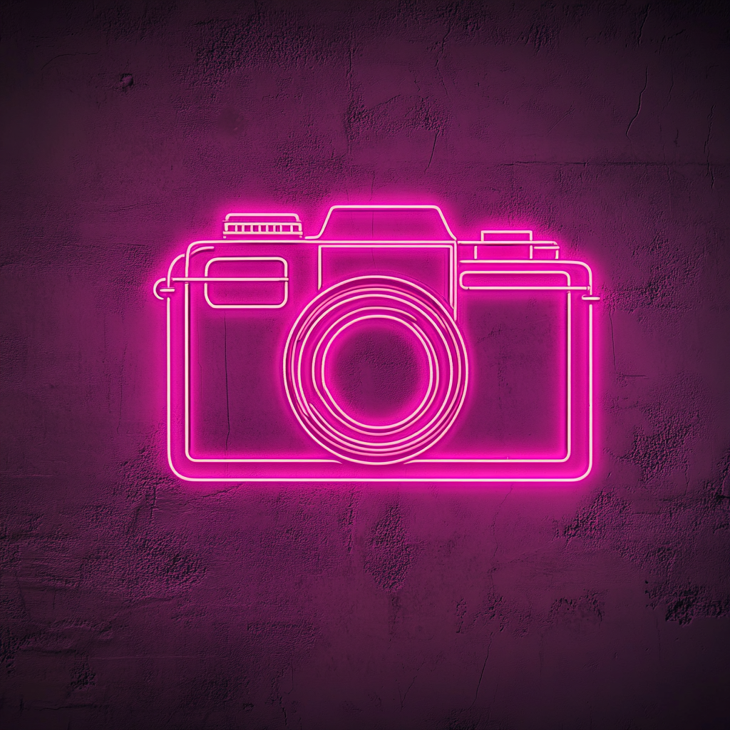 Camera - Pink Neon Sign, 24 Inches