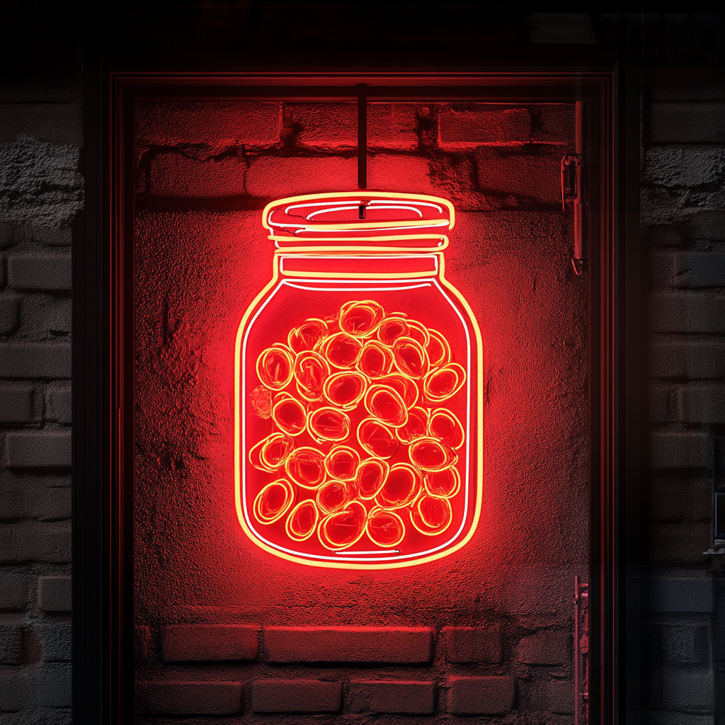 Candy Jar - Red Neon Sign, 18 Inches