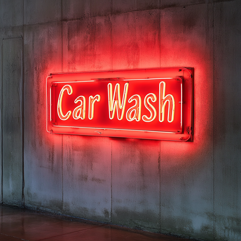 Carwash - Red Neon Sign, 24 Inches