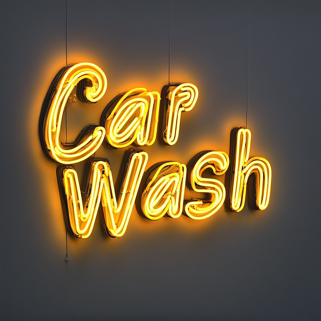 Carwash - Yellow Neon Sign, 24 Inches