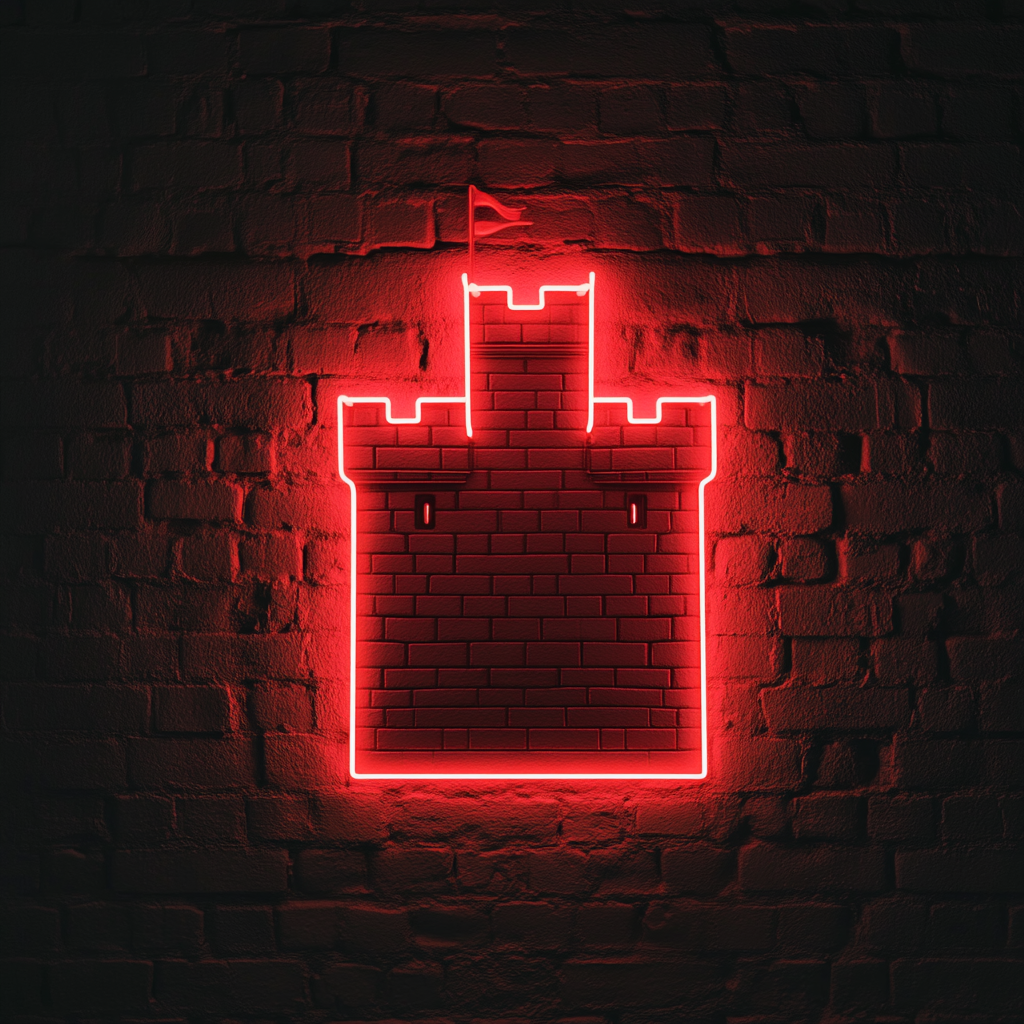 Castle Silhouette - Red Neon Sign, 24 Inches