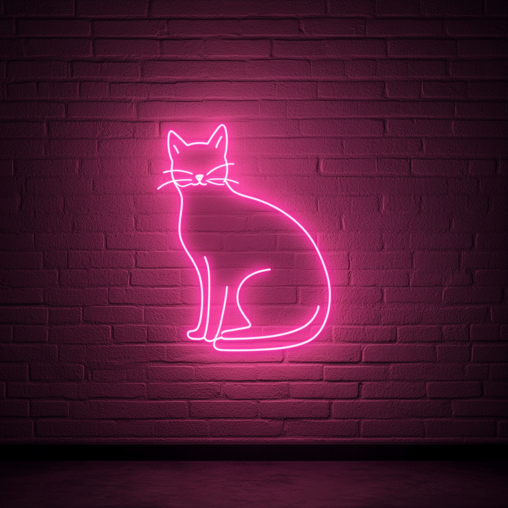 Cat Silhouette - Pink Neon Sign, 24 Inches