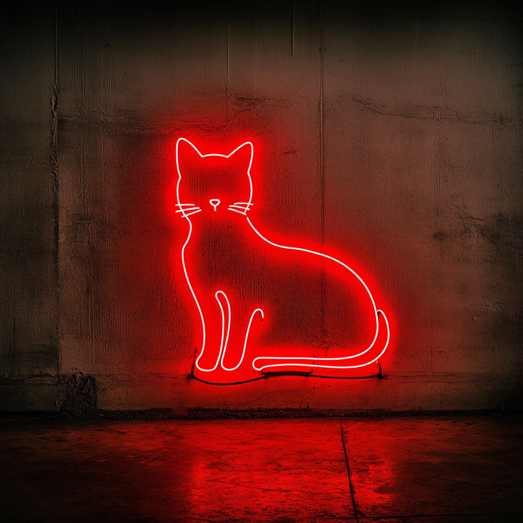 Cat Silhouette - Red Neon Sign, 24 Inches
