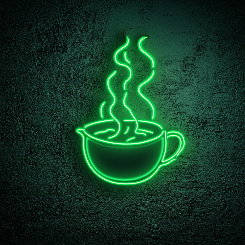 Cauldron with Steam - Green Neon Sign, 18 Inches