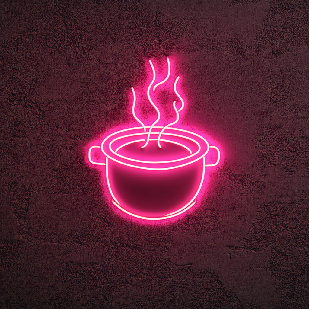 Cauldron with Steam - Pink Neon Sign, 24 Inches