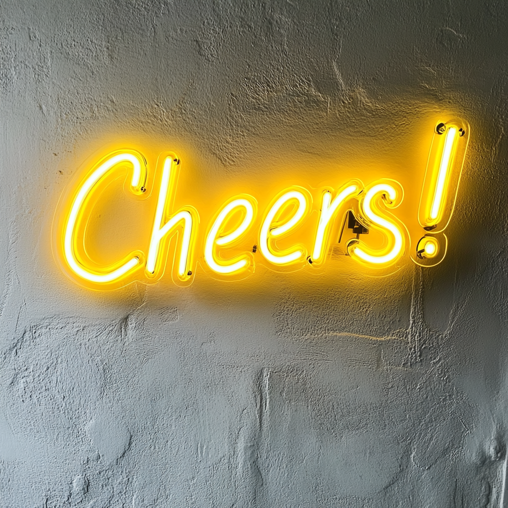 "Cheers!" - Yellow Neon Sign, 24 Inches