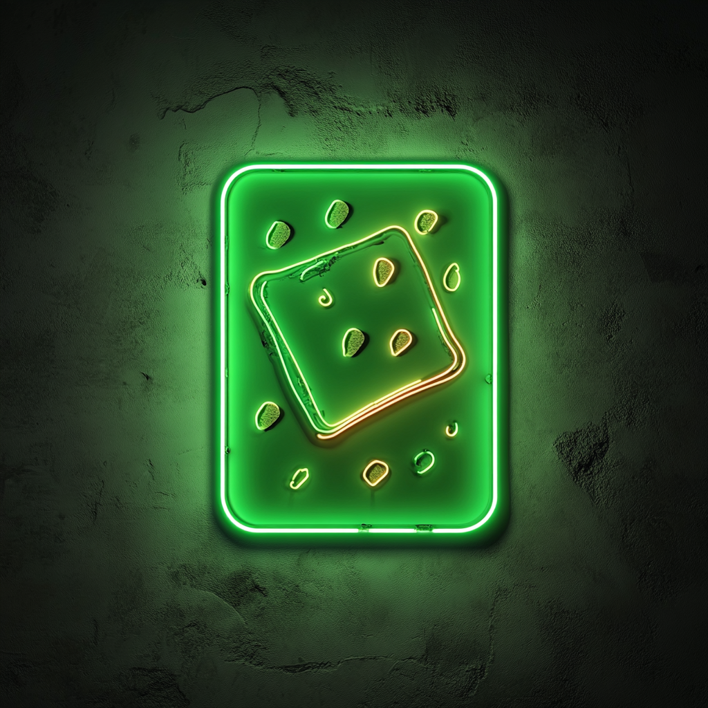 Cheeseboard with Crackers - Green Neon Sign, 18 Inches