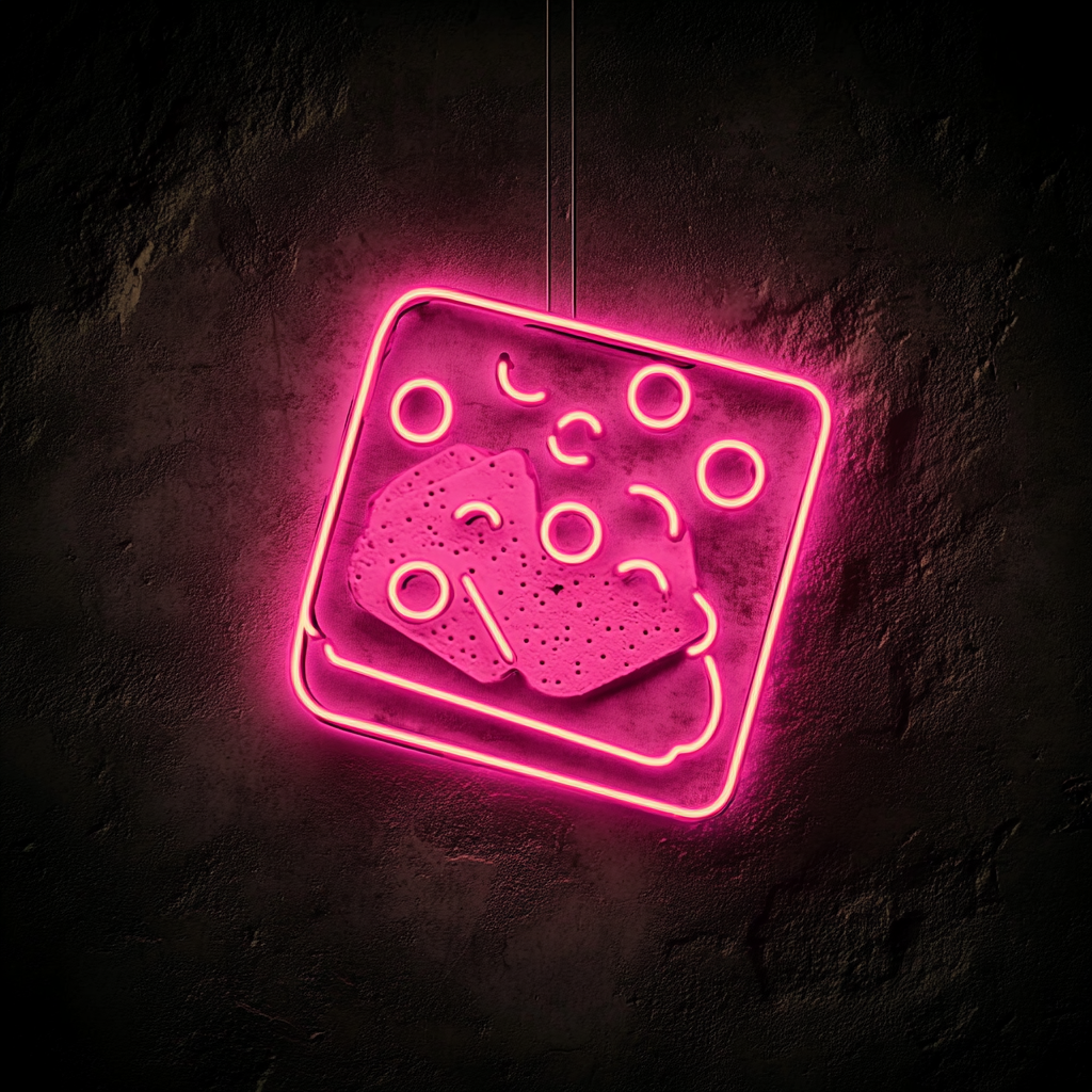 Cheeseboard with Crackers - Pink Neon Sign, 18 Inches