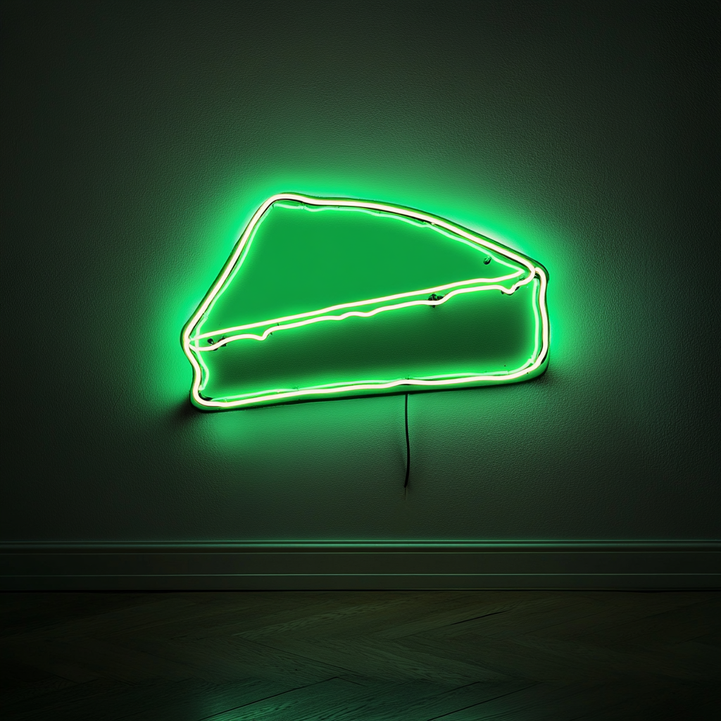 Cheesecake Slice - Green Neon Sign, 24 Inches
