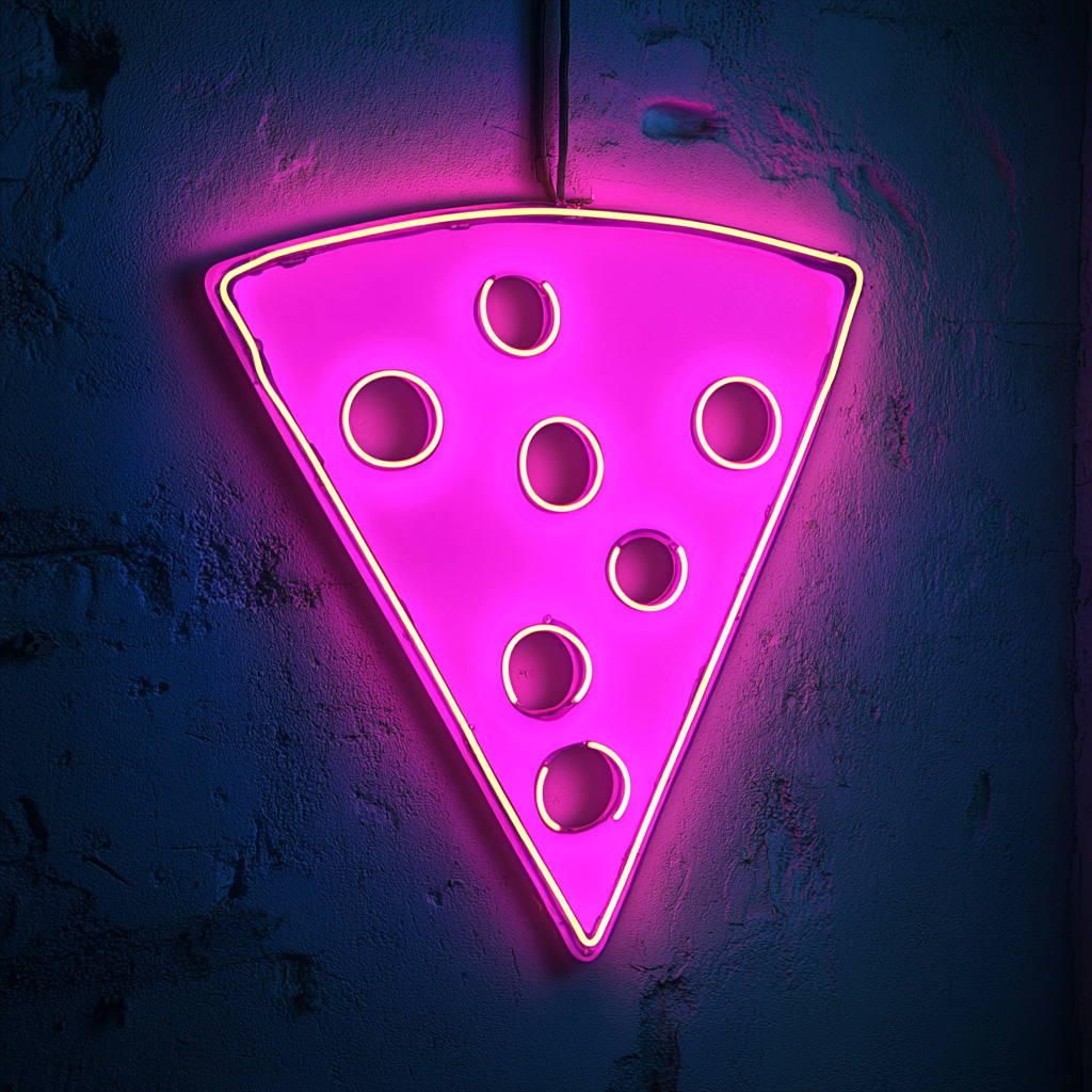 Cheese Slice - Pink Neon Sign, 18 Inches