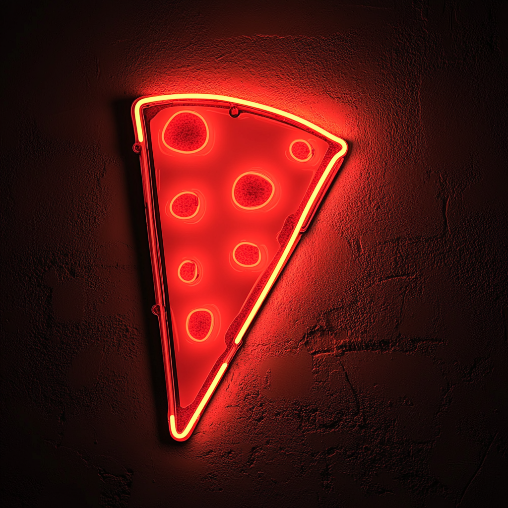 Cheese Slice - Red Neon Sign, 24 Inches
