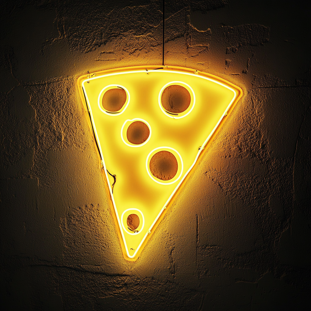 Cheese Slice - Yellow Neon Sign, 24 Inches
