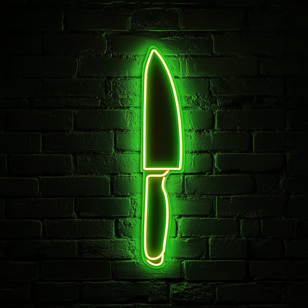 Chef Knife - Green Neon Sign, 24 Inches