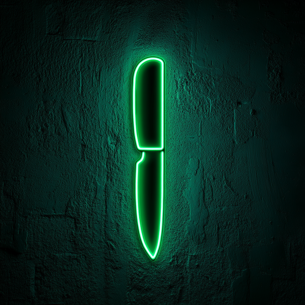 Chef Knife - Green Neon Sign, 24 Inches