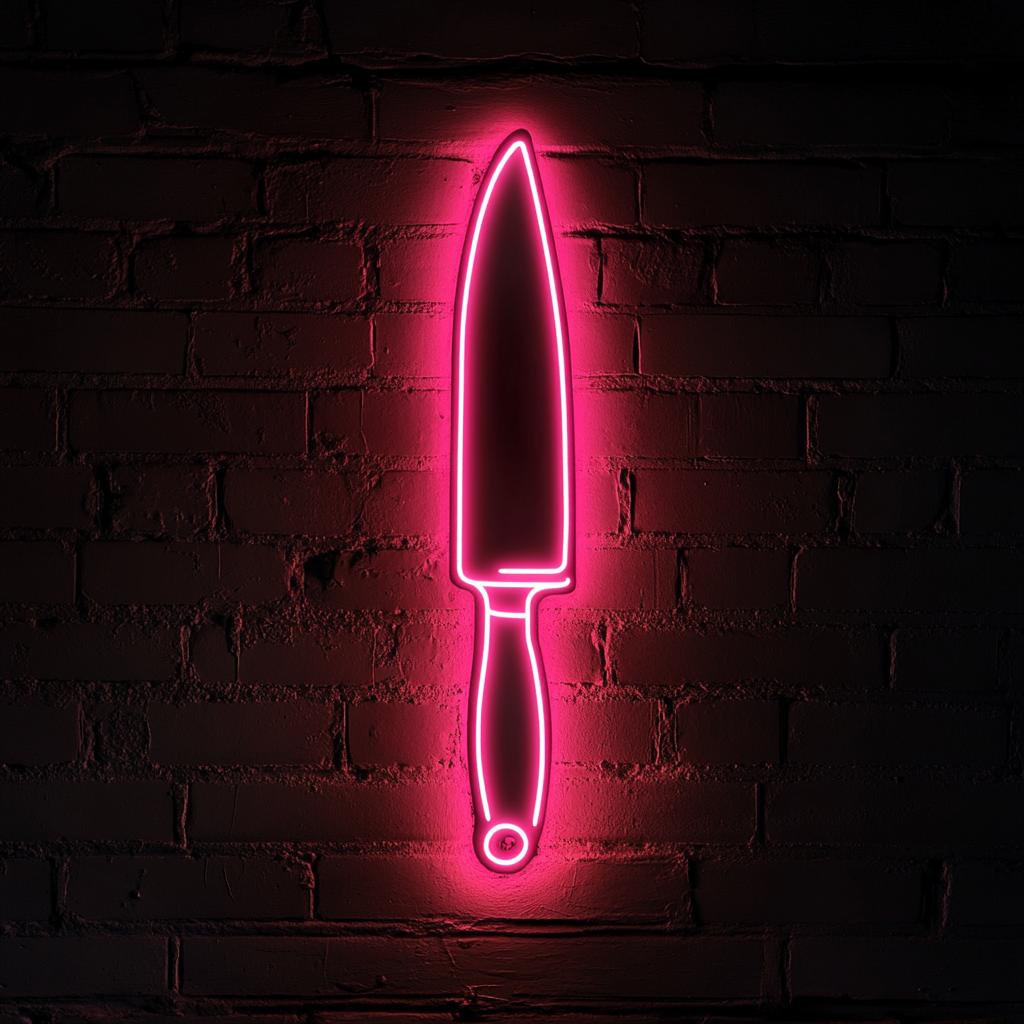 Chef Knife - Pink Neon Sign, 24 Inches