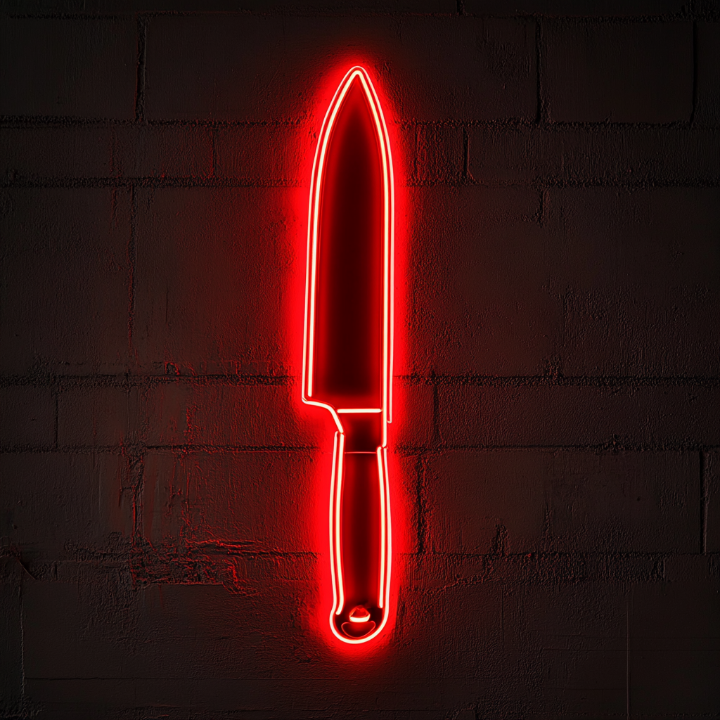 Chef Knife - Red Neon Sign, 24 Inches