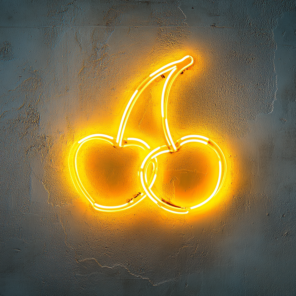 Cherries - Yellow Neon Sign, 18 Inches