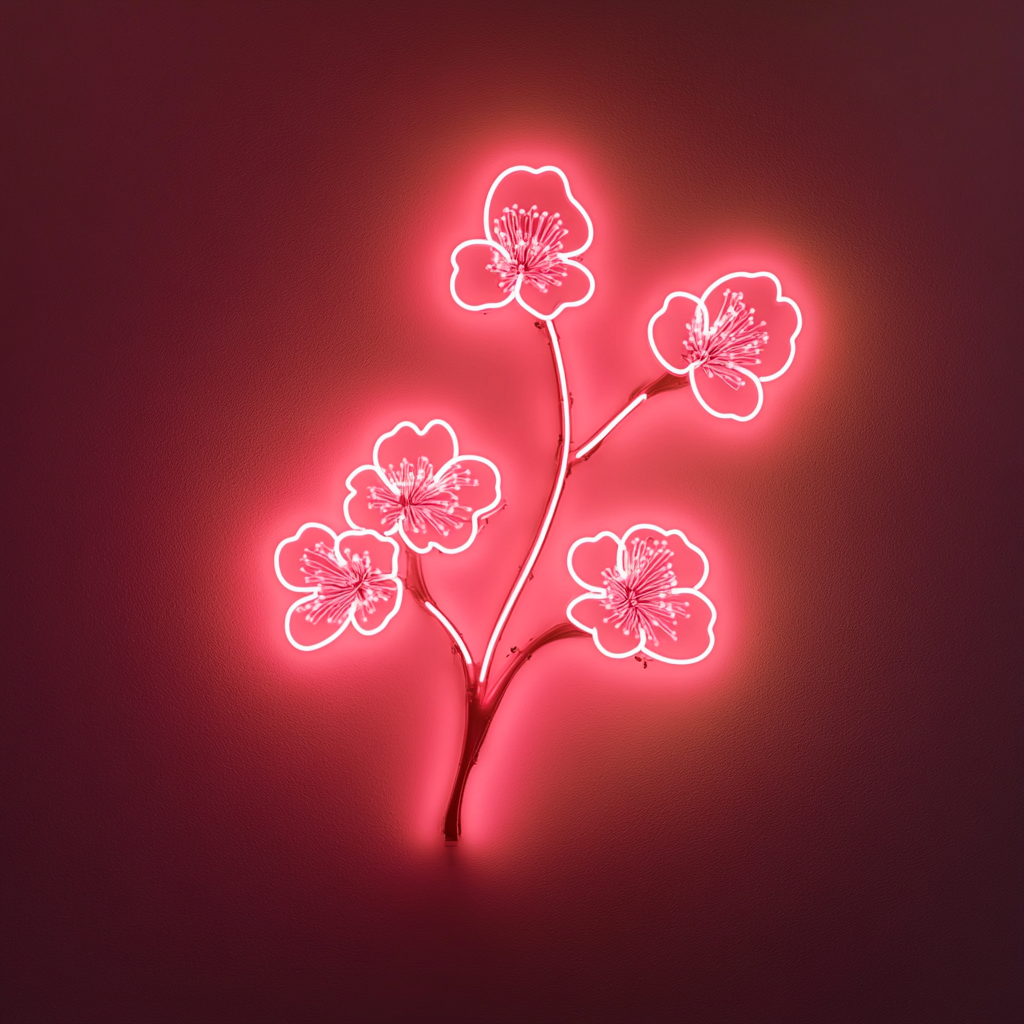 Cherry Blossom Branch - Pink Neon Sign, 24 Inches