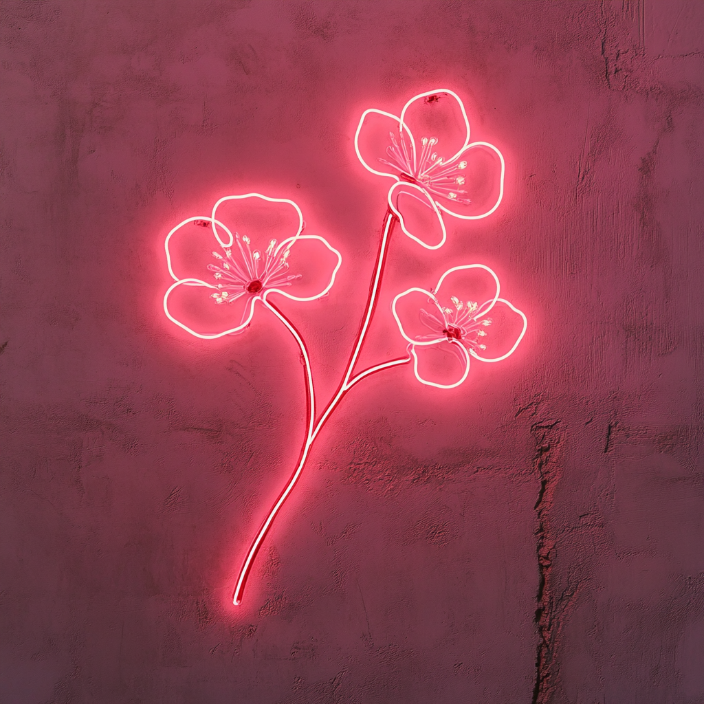 Cherry Blossom Branch - Pink Neon Sign, 24 Inches