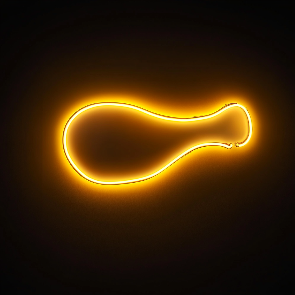 Chicken Drumstick - Yellow Neon Sign, 24 Inches