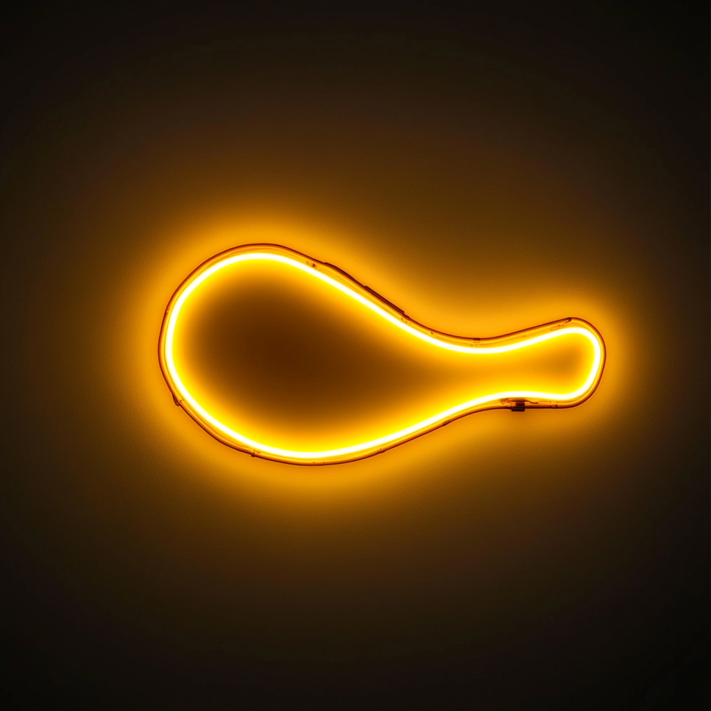 Chicken Drumstick - Yellow Neon Sign, 18 Inches