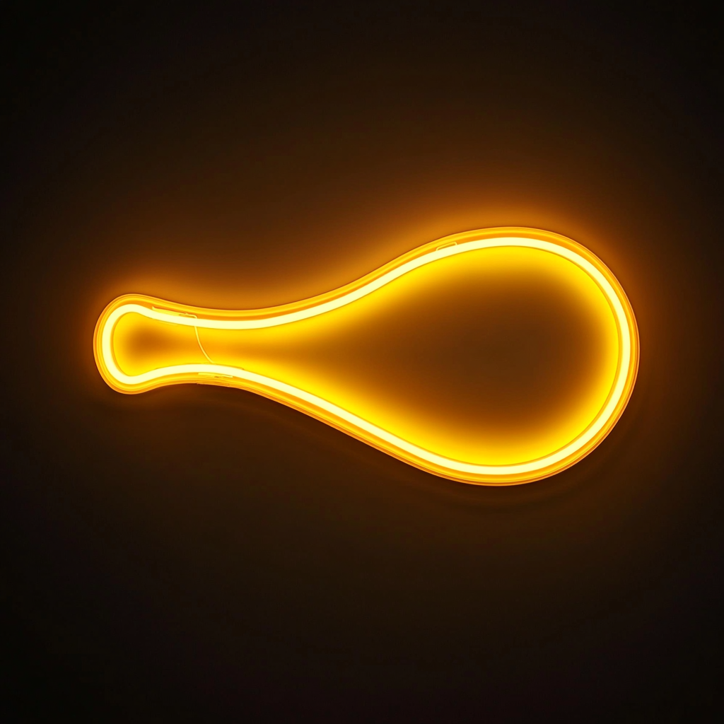 Chicken Drumstick - Yellow Neon Sign, 18 Inches