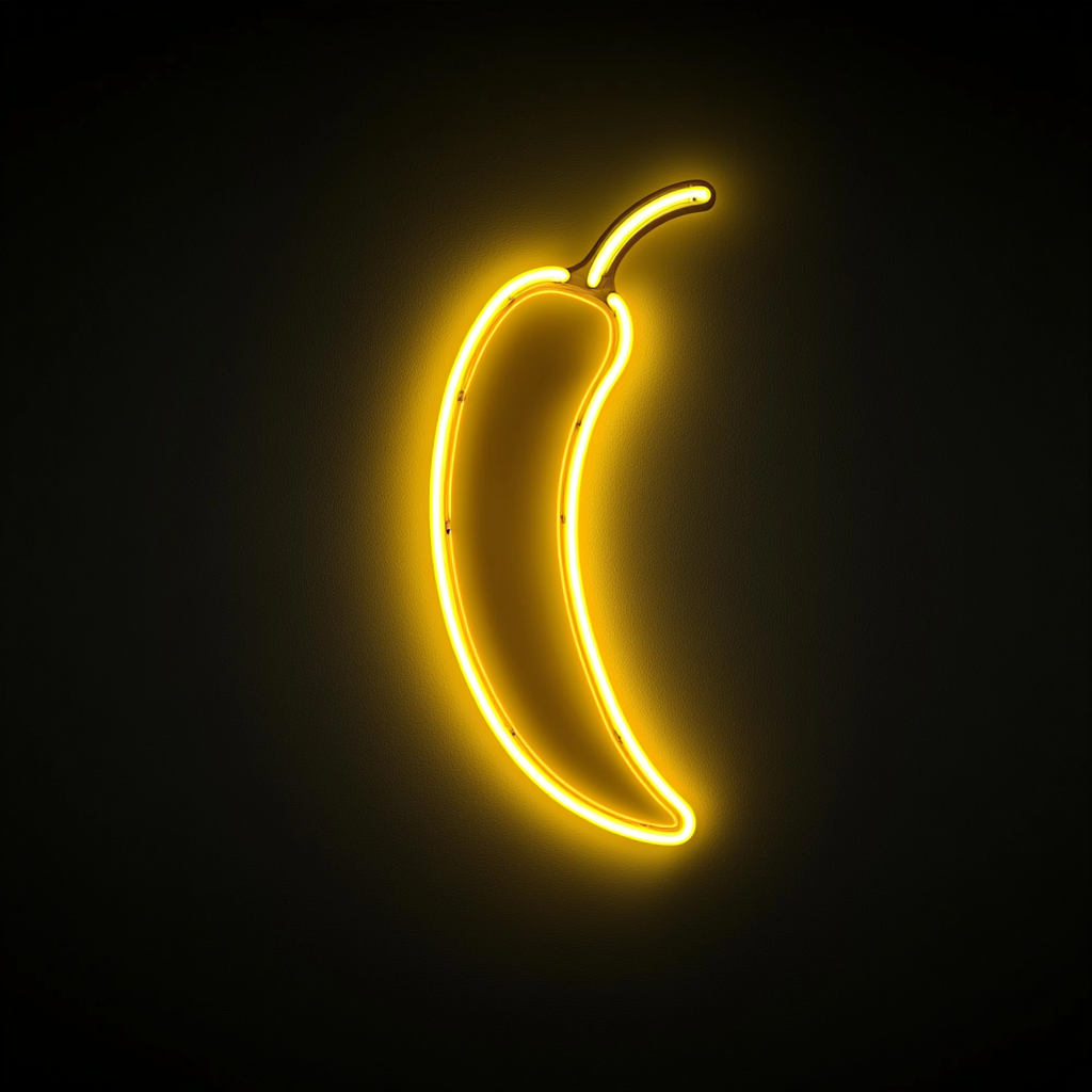 Chili Pepper - Yellow Neon Sign, 24 Inches
