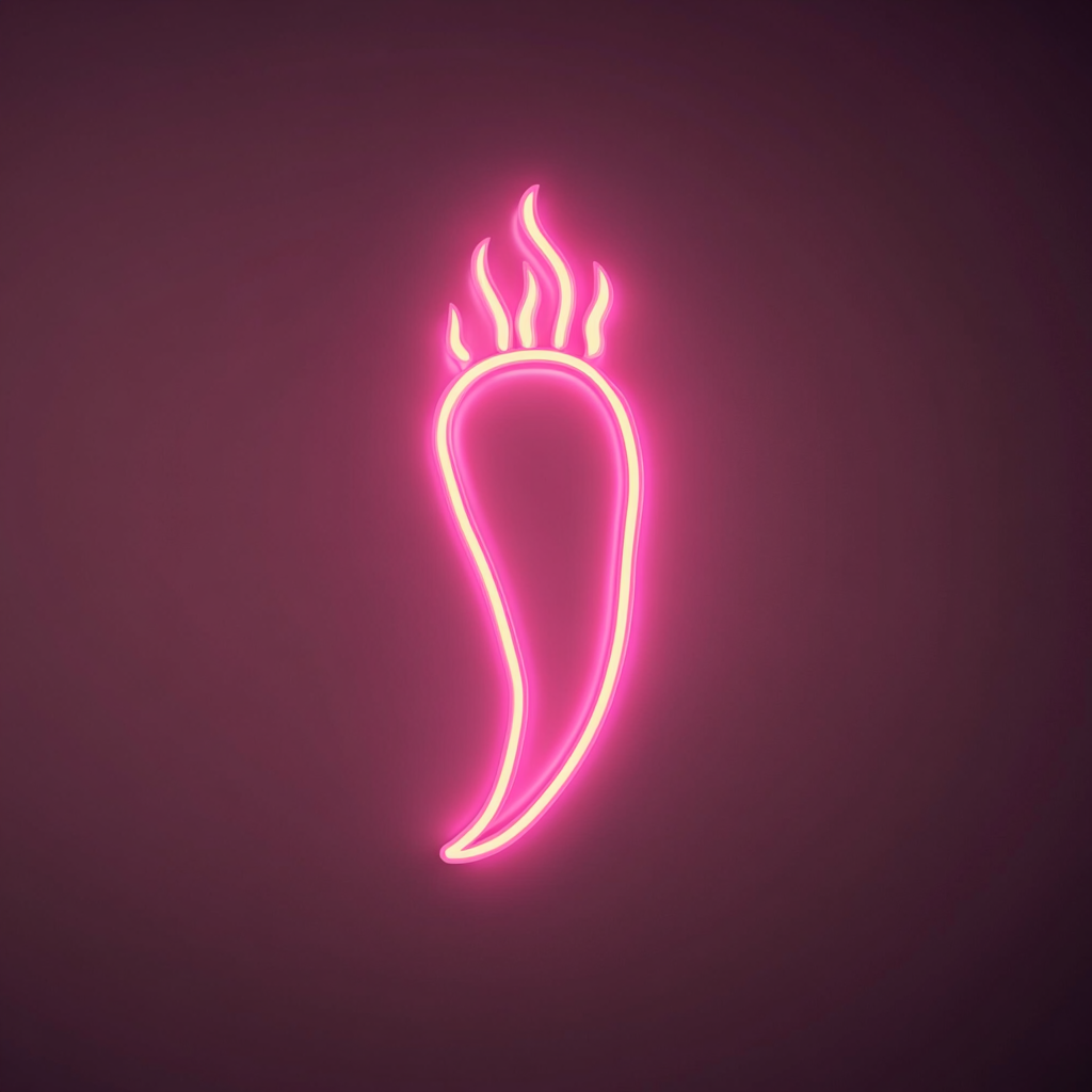 Chili Pepper with Flame - Pink Neon Sign, 24 Inches