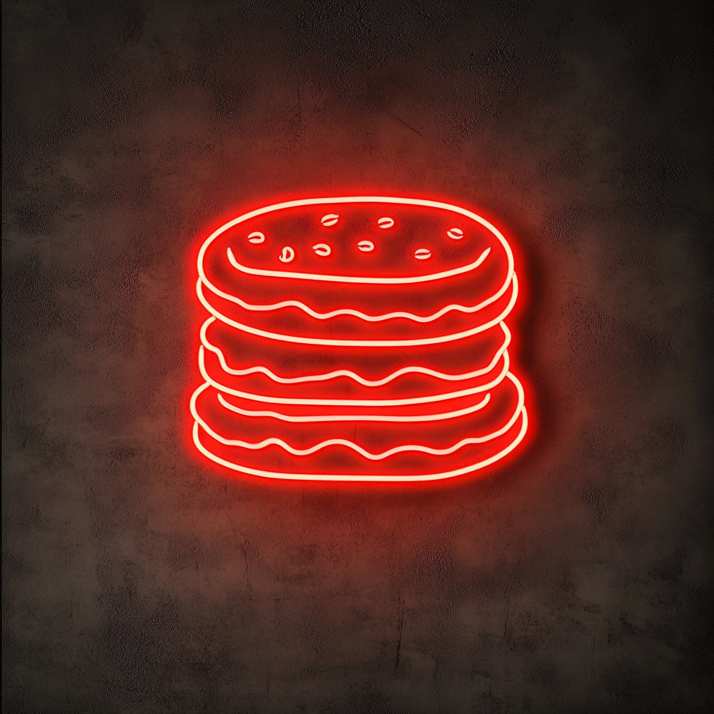Chocolate Chip Cookie Stack - Red Neon Sign, 24 Inches