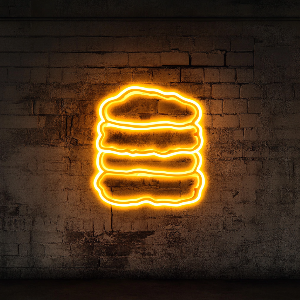 Chocolate Chip Cookie Stack - Yellow Neon Sign, 24 Inches