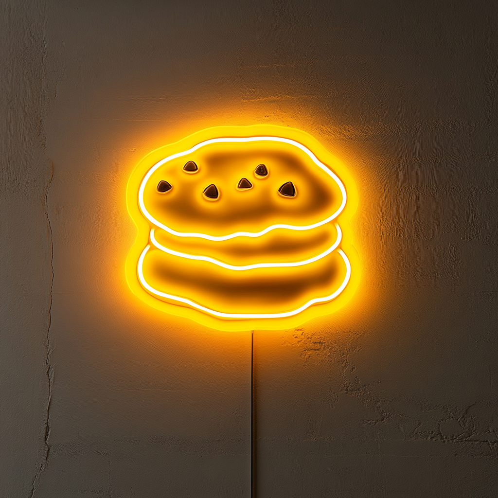 Chocolate Chip Cookie Stack - Yellow Neon Sign, 24 Inches