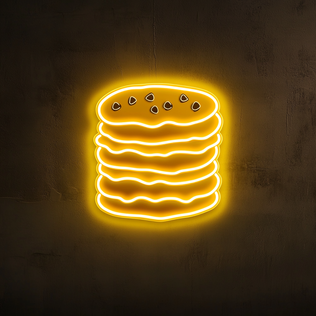 Chocolate Chip Cookie Stack - Yellow Neon Sign, 24 Inches
