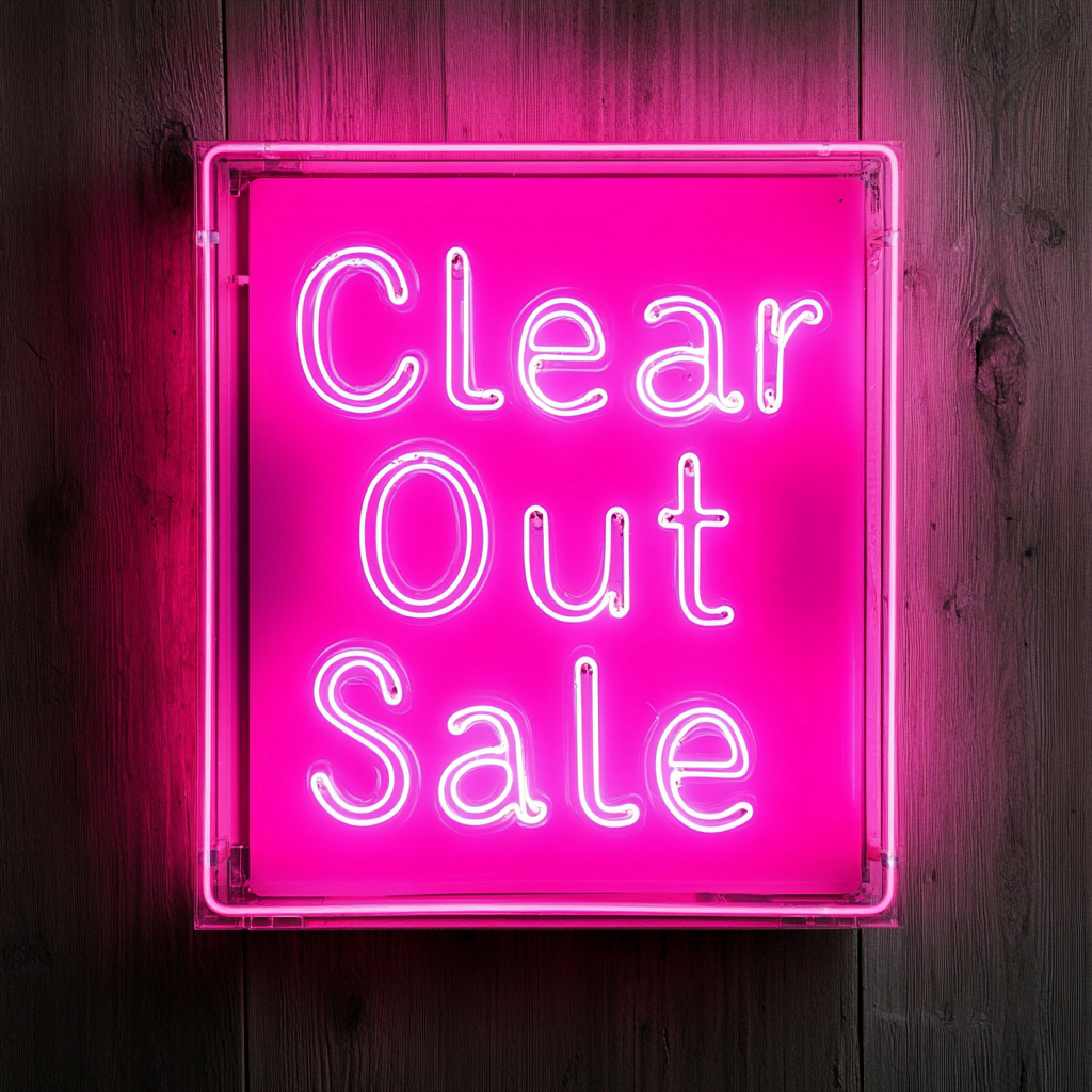"Clear Out Sale" - Pink Neon Sign, 24 Inches