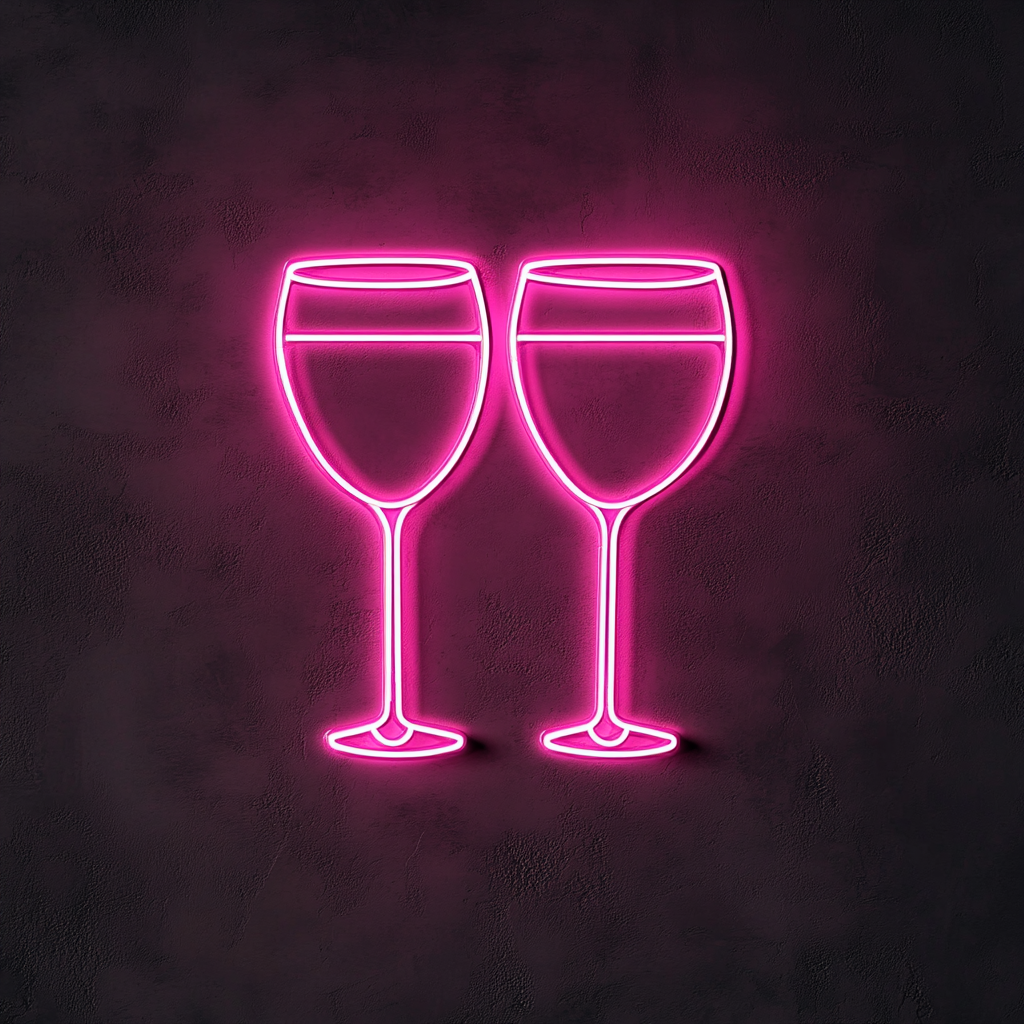 Clinking Cocktail Glasses - Pink Neon Sign, 24 Inches