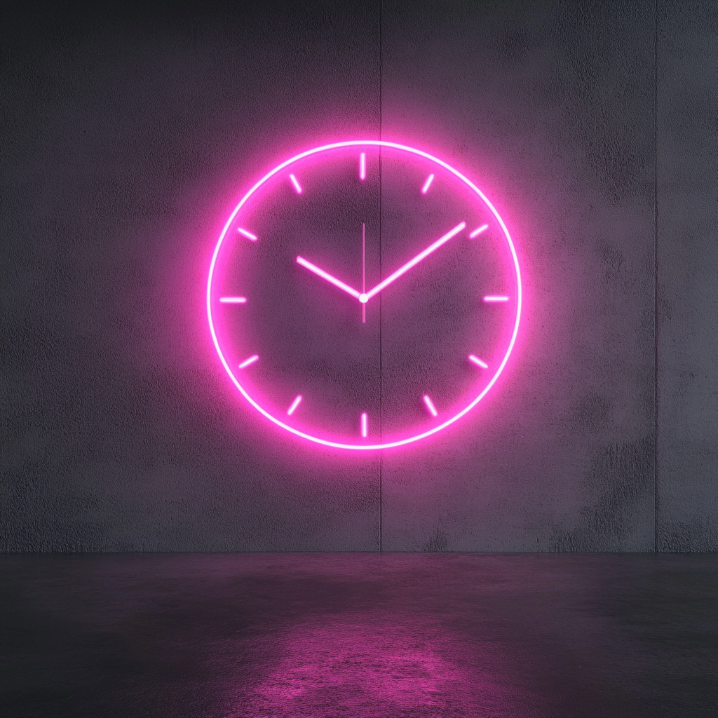 Clock Outline - Pink Neon Sign, 24 Inches