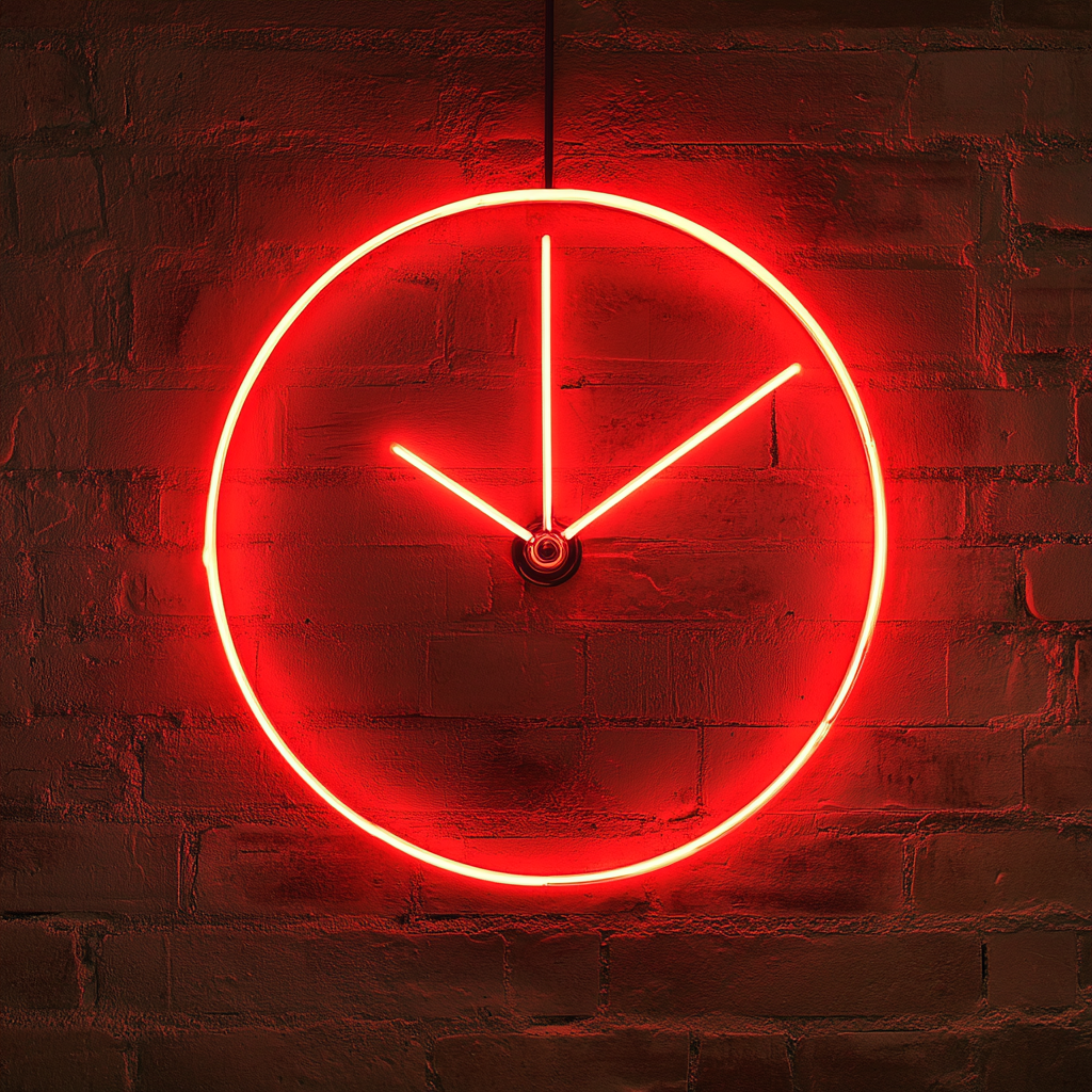 Clock Outline - Red Neon Sign, 24 Inches