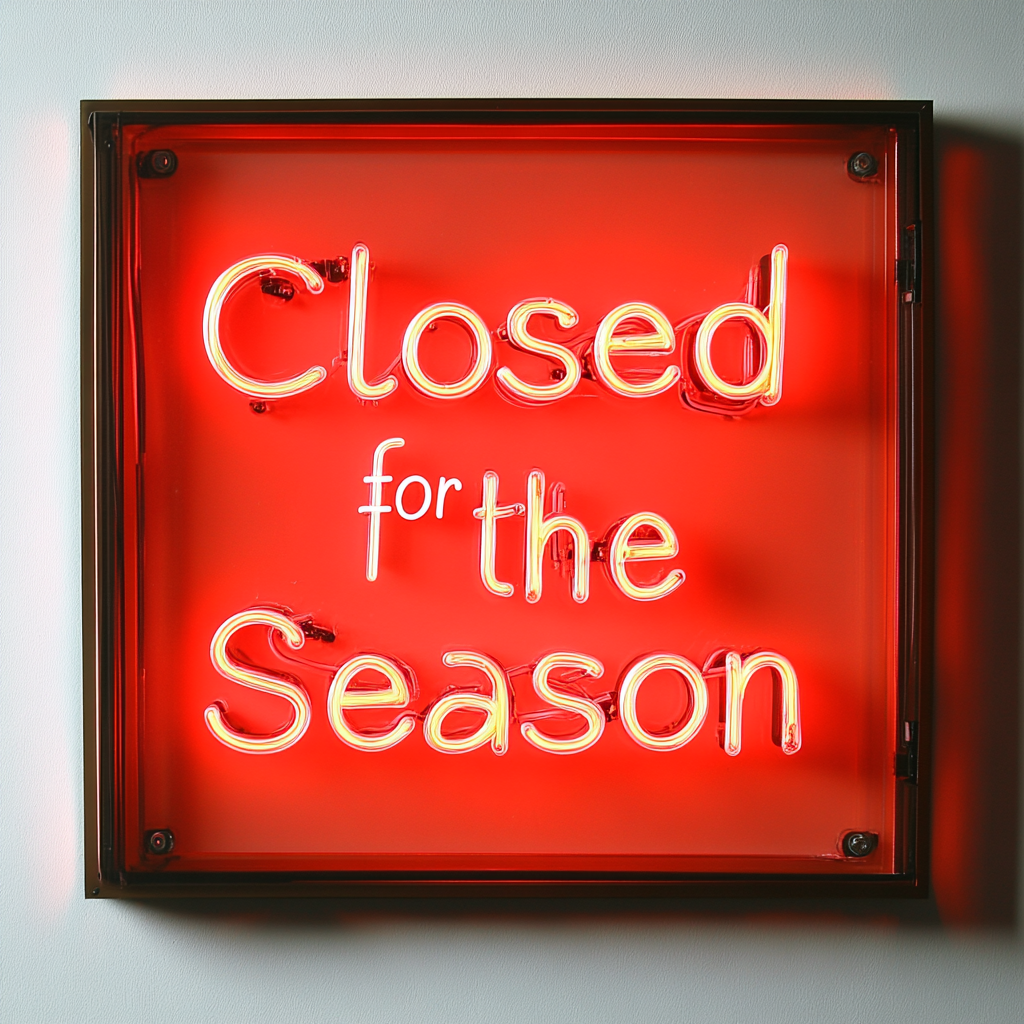 Closed for the Season - Red Neon Sign, 18 Inches
