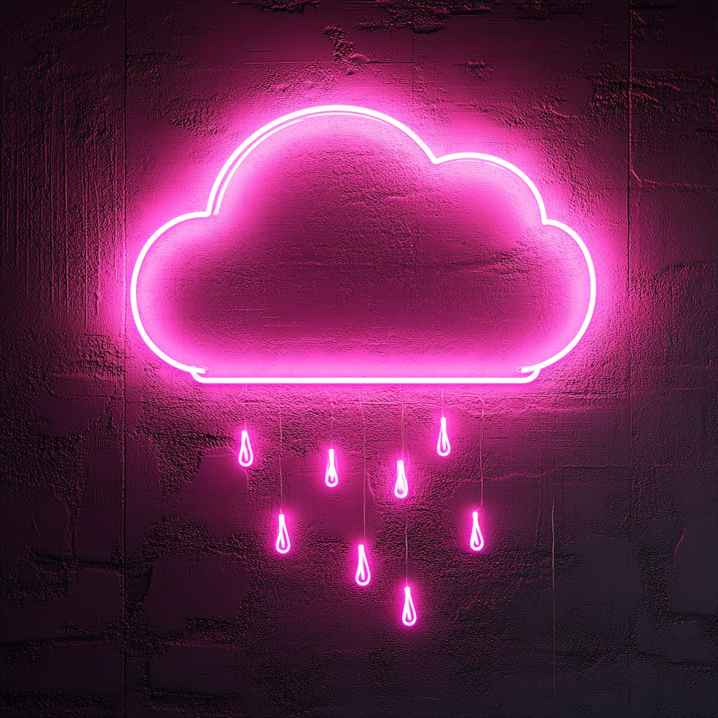 Cloud with Raindrops - Pink Neon Sign, 24 Inches