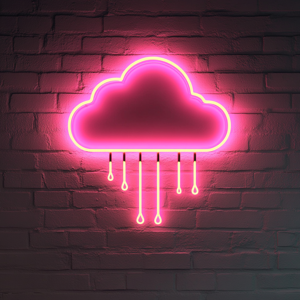 Cloud with Raindrops - Pink Neon Sign, 24 Inches