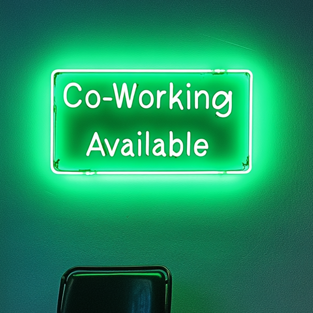"Co-Working Available" - Green Neon Sign, 24 Inches