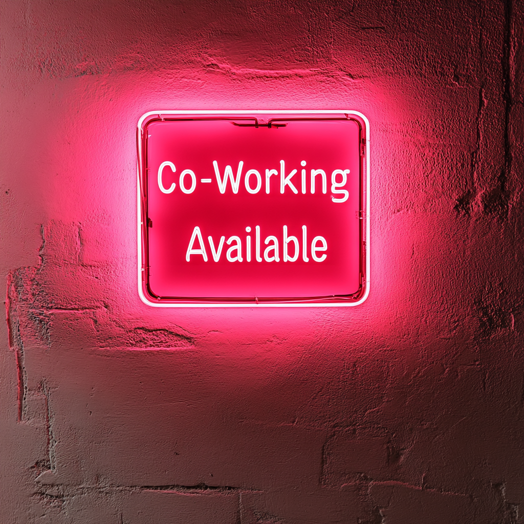 "Co-Working Available" - Pink Neon Sign, 24 Inches