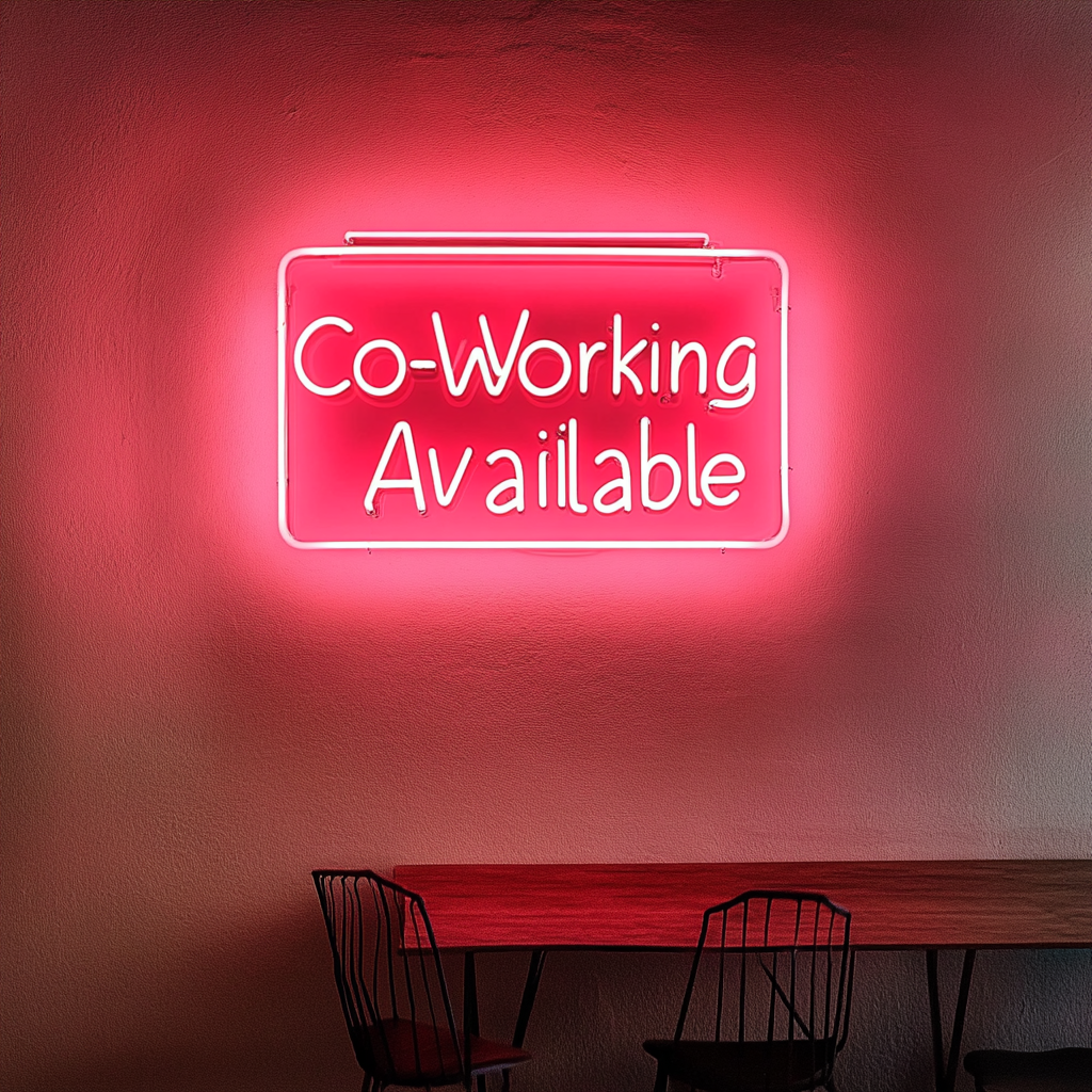 "Co-Working Available" - Pink Neon Sign, 24 Inches