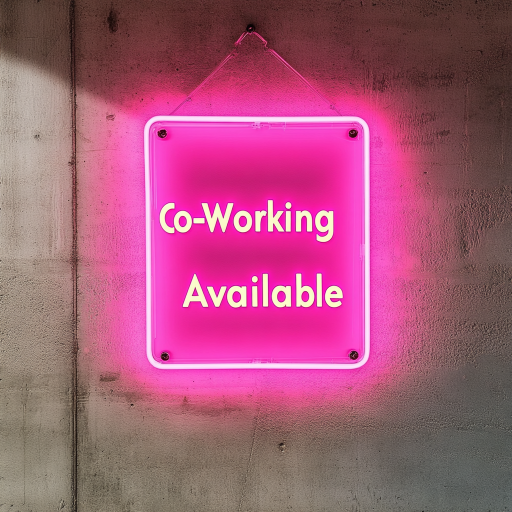 "Co-Working Available" - Pink Neon Sign, 24 Inches