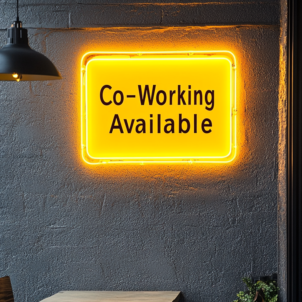 "Co-Working Available" - Yellow Neon Sign, 24 Inches