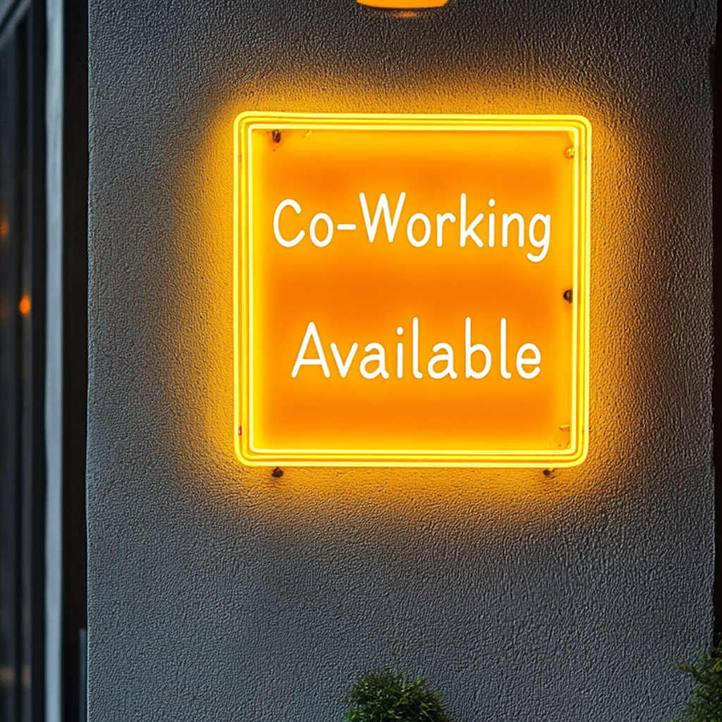 "Co-Working Available" - Yellow Neon Sign, 24 Inches