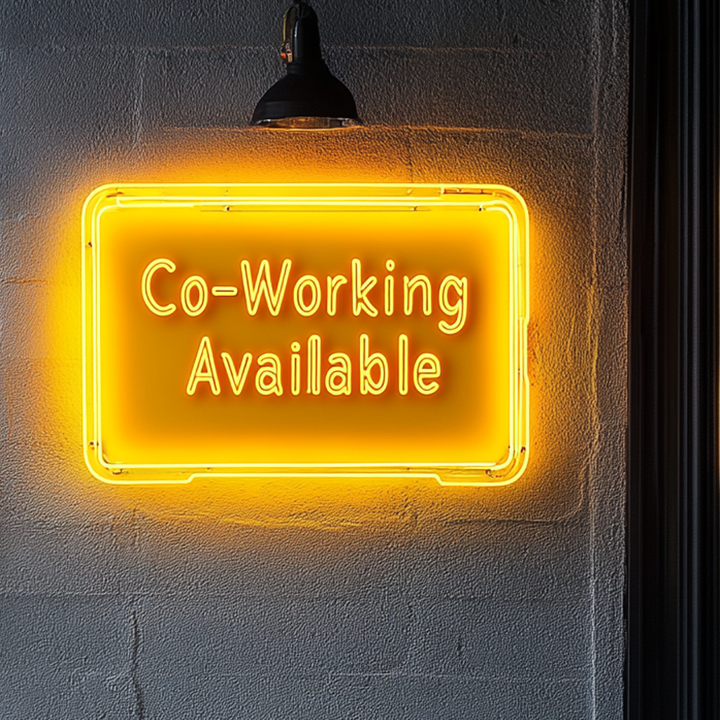 "Co-Working Available" - Yellow Neon Sign, 24 Inches