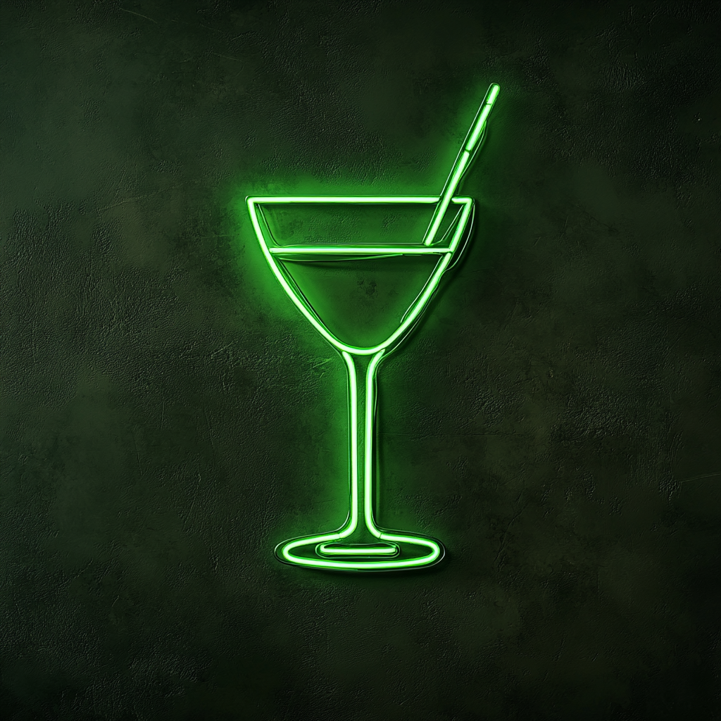 Cocktail Glass - Green Neon Sign, 24 Inches