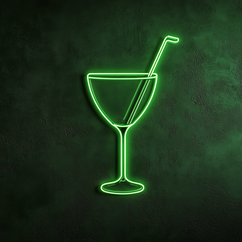 Cocktail Glass - Green Neon Sign, 24 Inches