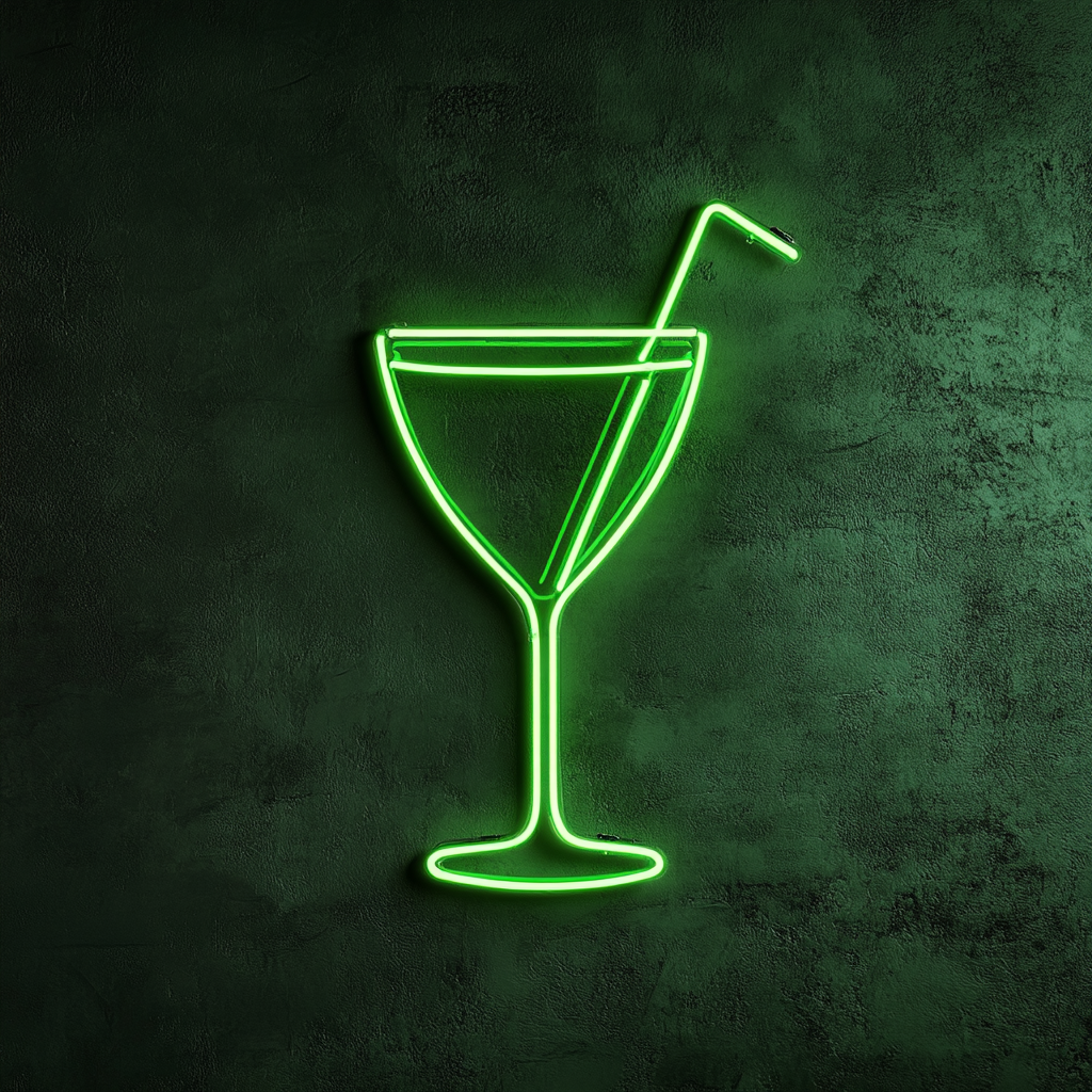 Cocktail Glass - Green Neon Sign, 24 Inches