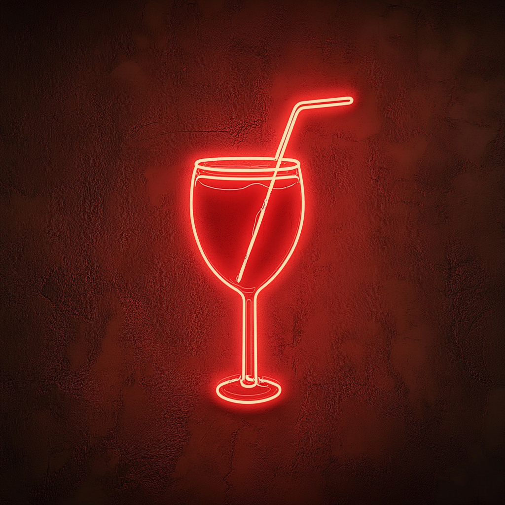 Cocktail Glass - Red Neon Sign, 24 Inches